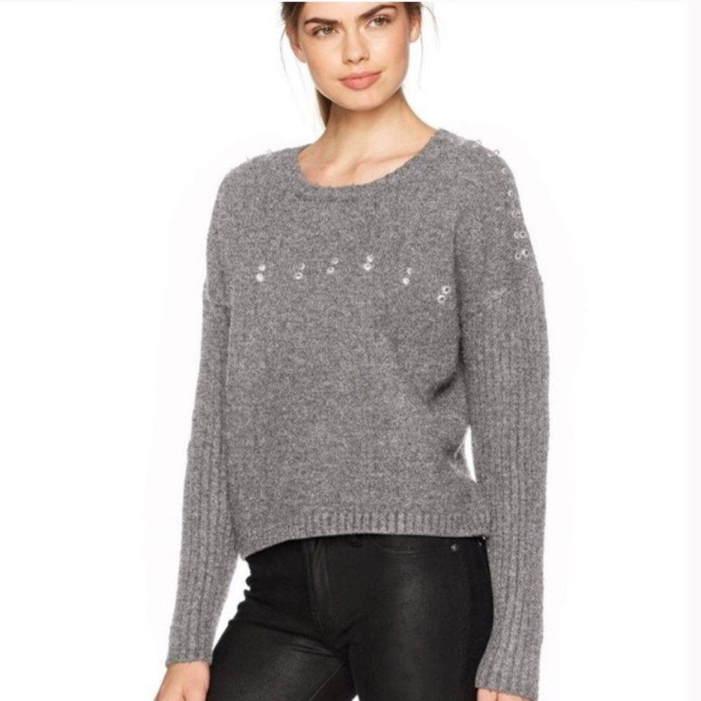 GUESS Women's Grommet Ring Ribbed Mix Sweater